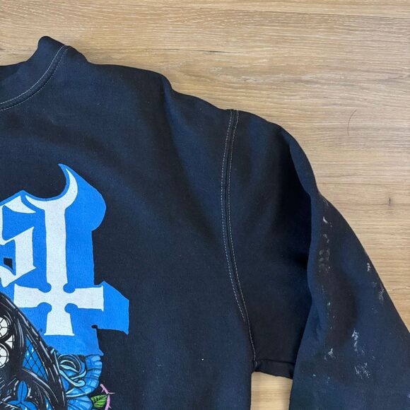Ghost Darkness Custom Flames Black Crewneck Sweatshirt Size Large Metal Rock - Picture 2 of 6